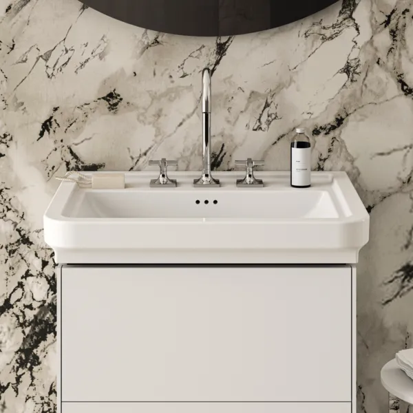 Waschtischarmatur Joy Neo mit Ablaufgarnitur Ausladung 168mm Kreuzgriffe Magnetic Grey