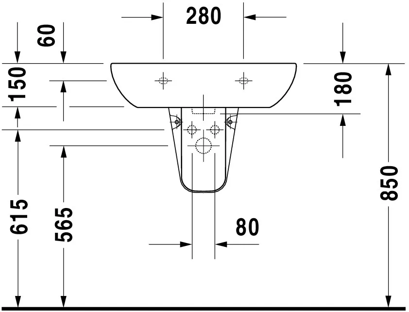 Wandwaschtisch „D-Code“, mit Überlauf 65 × 50 cm Wandwaschtisch „D-Code“, mit Überlauf 65 × 50 cm