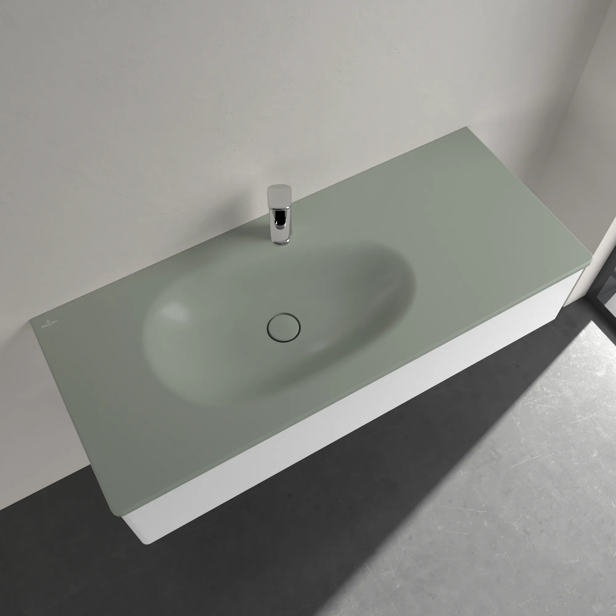 Villeroy & Boch Wandwaschtisch „Antao“ 1200 × 500 × 150 mm, für Becken links in Morning Green Villeroy & Boch Wandwaschtisch „Antao“ 1200 × 500 × 150 mm, für Becken links in Morning Green