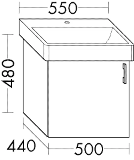 Burgbad Waschtischunterschrank Sys30, 1 Tür, 480 mm hoch, 500 mm breit, 440 mm tief