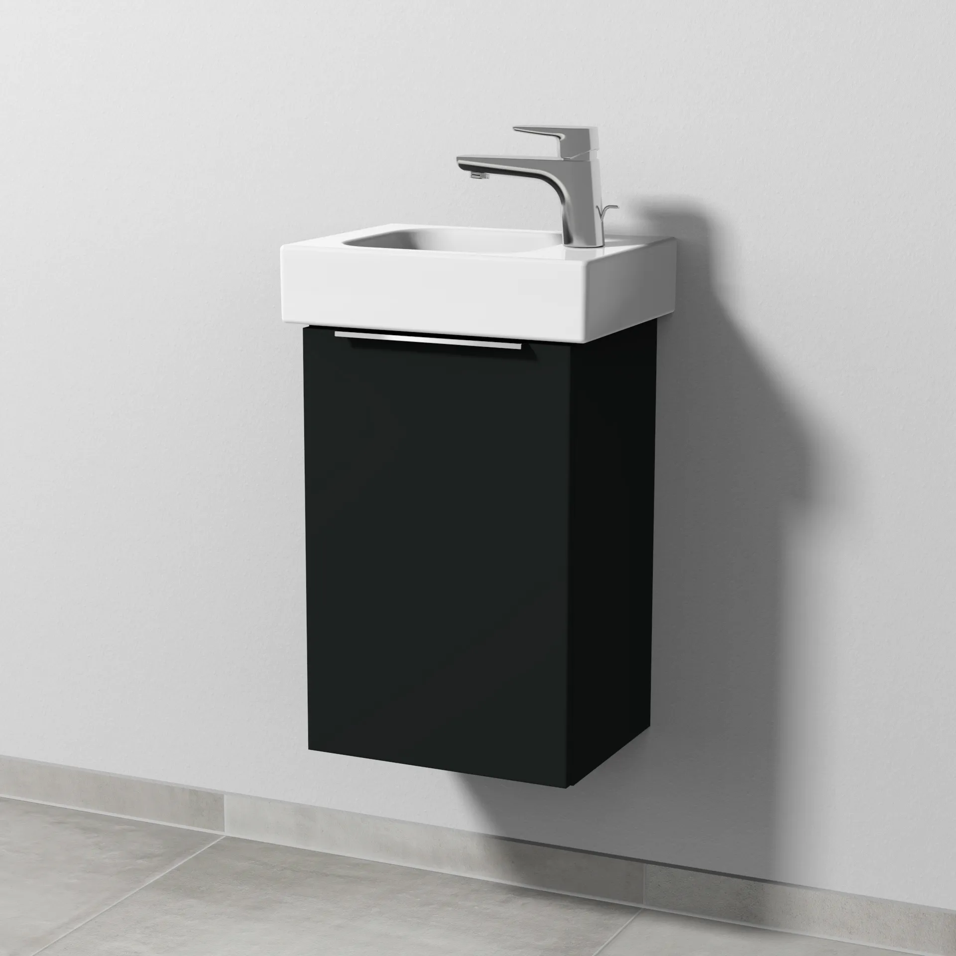 Sanipa Waschtischunterschrank „3way“ passend zu Keramik-Waschtische iCon von Geberit 335 × 523 × 267 mm in Vulkan (matt), Anschlag links