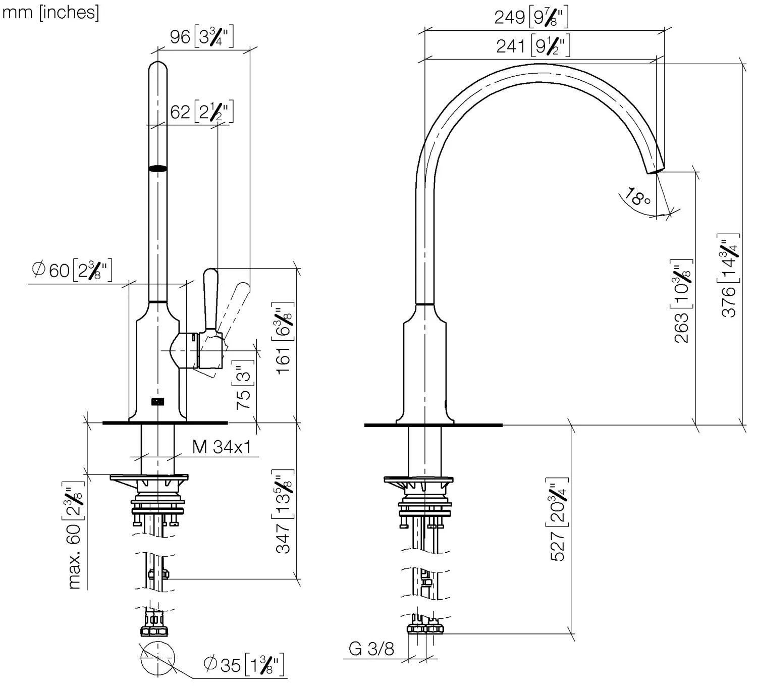 Einhebelmischer für Spül-/ Profibrause VAIA Chrom 33826809