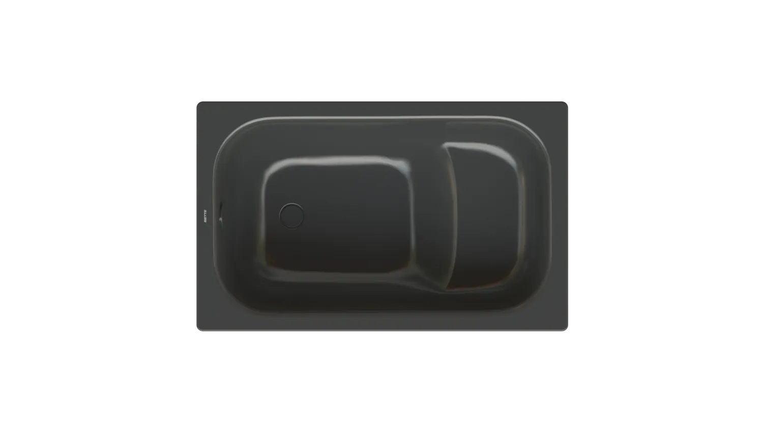 Bette Badewanne Rechteck Step Ebony, 1180x730x420 mm, glasierter Titan-Stahl, Einbau, Unterbau, 1-Sitzer, 66 Liter Nutzinhalt