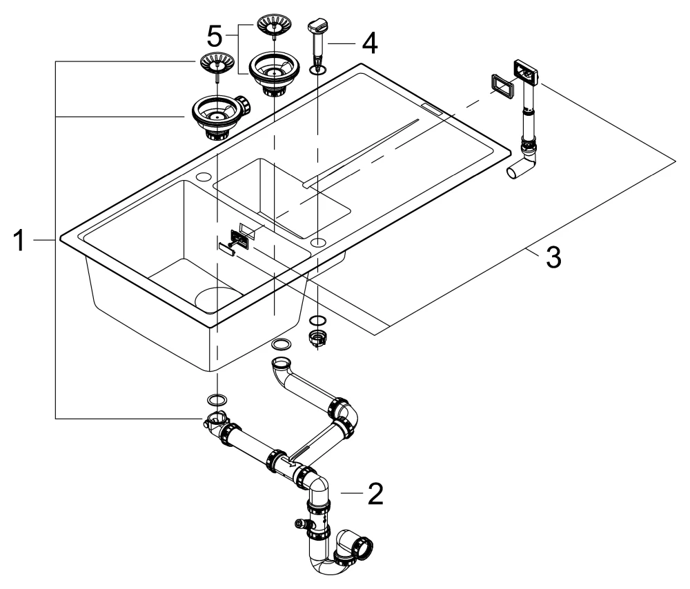Kompositspüle K400 31642, mit Abtropffläche, Modell: K400 60-C 100/50 1.5 rev, Montageart: Standard-Einbauspüle, Maße: 1000 x 500 mm, 1 Becken: 335 x 420 x 205 mm, 0,5 Becken: 155 x 295 x 146 mm, granit schwarz Kompositspüle K400 31642, mit Abtropffläche, Modell: K400 60-C 100/50 1.5 rev, Montageart: Standard-Einbauspüle, Maße: 1000 x 500 mm, 1 Becken: 335 x 420 x 205 mm, 0,5 Becken: 155 x 295 x 146 mm, granit schwarz