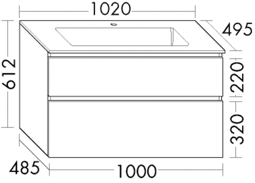 burgbad Waschtischunterschrank „Lin20“ in RAL-Farbe Solid Matt