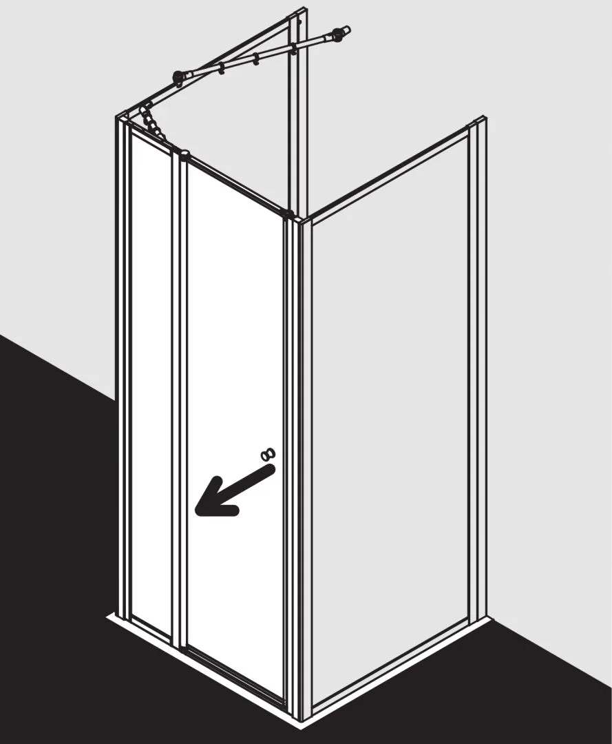 Kermi Duschdesign Schwingtür Schwingtür mit Festfeld für Nische und Ecke „NOVA 2000“ passend für Ecke / Nische Glas Kerolan Fontana, Profile Silber Mattglanz, BV: 715 – 750 mm WE: 715 – 750 mm H: 1750 mm