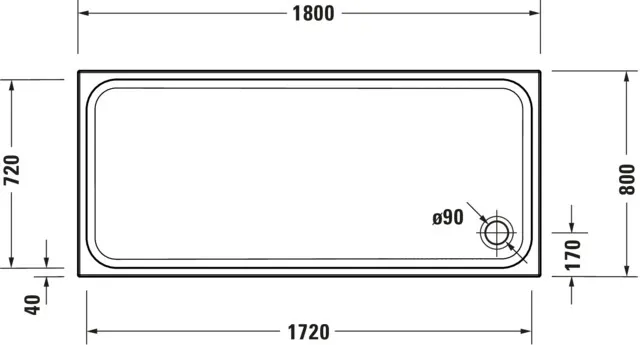 Duravit rechteck Duschwanne „D-Code“ 180 × 80 cm 