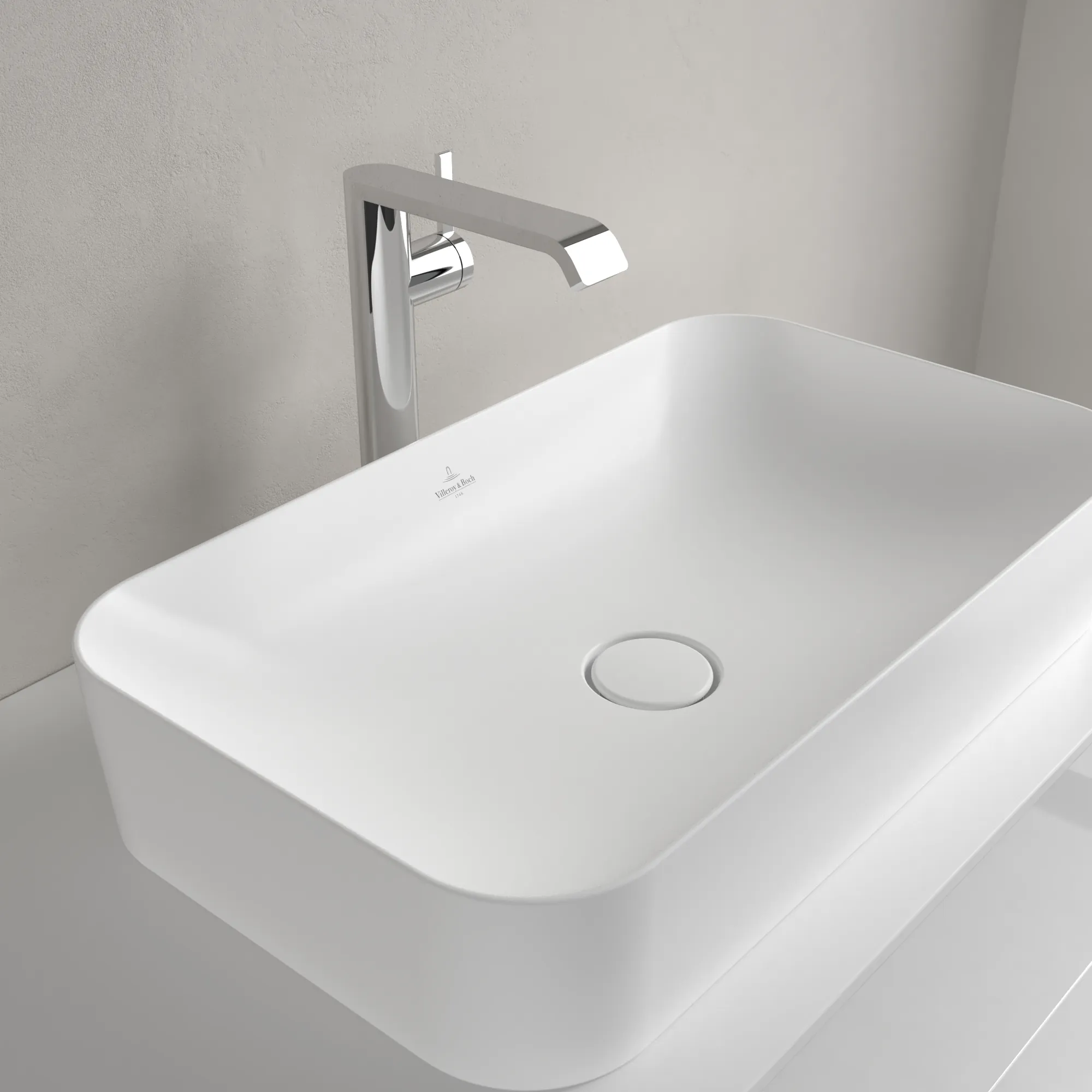 Villeroy & Boch Aufsatzwaschbecken Finion, 600x350x115 mm, Stone White CeramicPlus, matt, TitanCeram, Metropolitan Stil Villeroy & Boch Aufsatzwaschbecken Finion, 600x350x115 mm, Stone White CeramicPlus, matt, TitanCeram, Metropolitan Stil