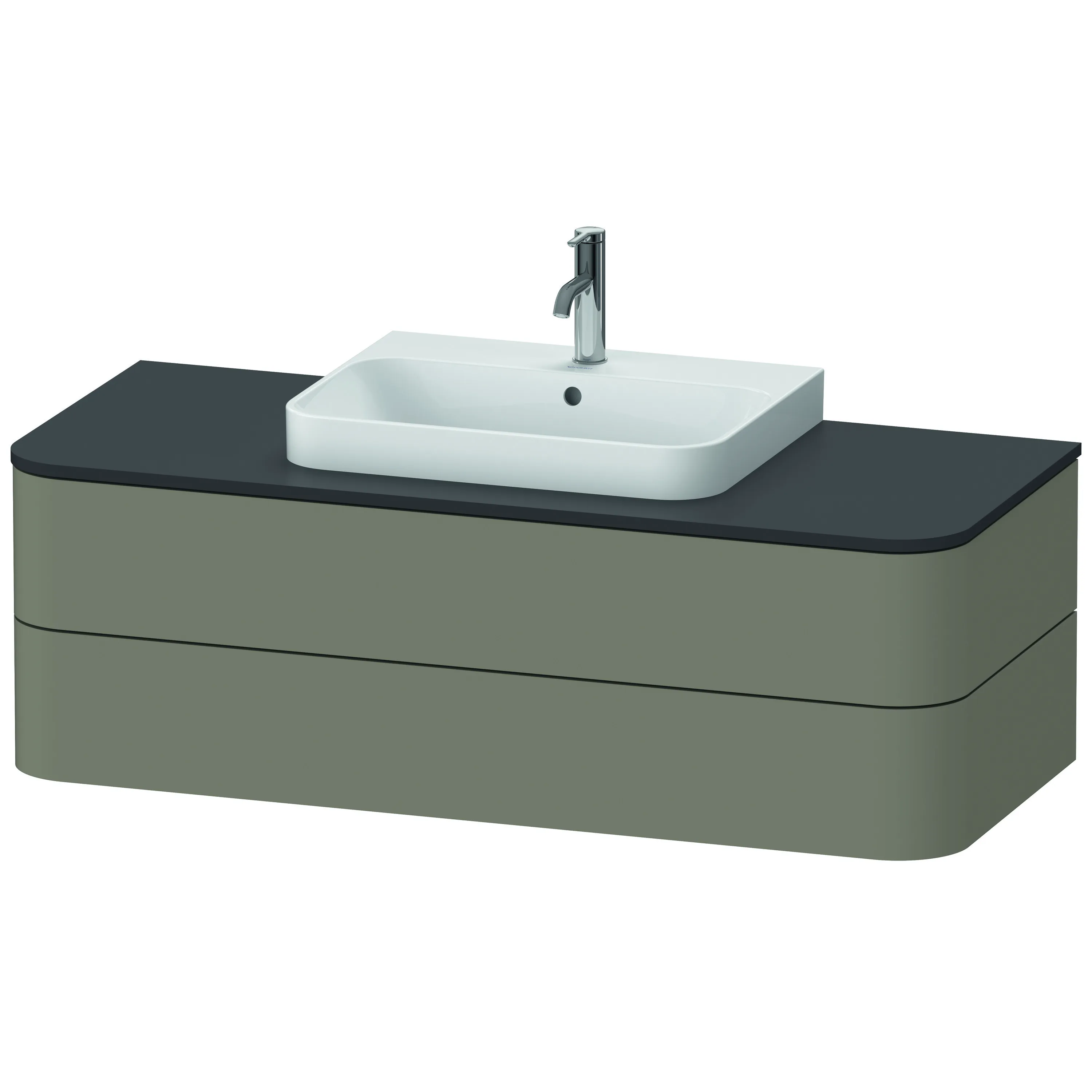 Duravit Waschtischunterschrank wandhängend „Happy D.2 Plus“ 130 × 40,8 × 55 cm Steingrau Seidenmatt