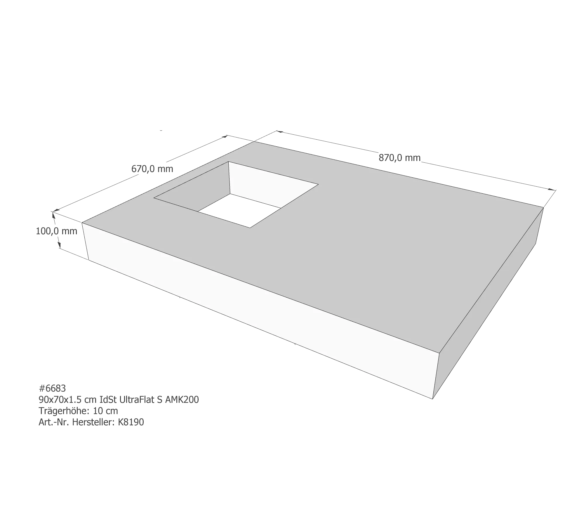 Duschwannenträger passend für Ideal Standard Ultra Flat S 90 × 70 × 1,5 cm Duschwannenträger passend für Ideal Standard Ultra Flat S 90 × 70 × 1,5 cm