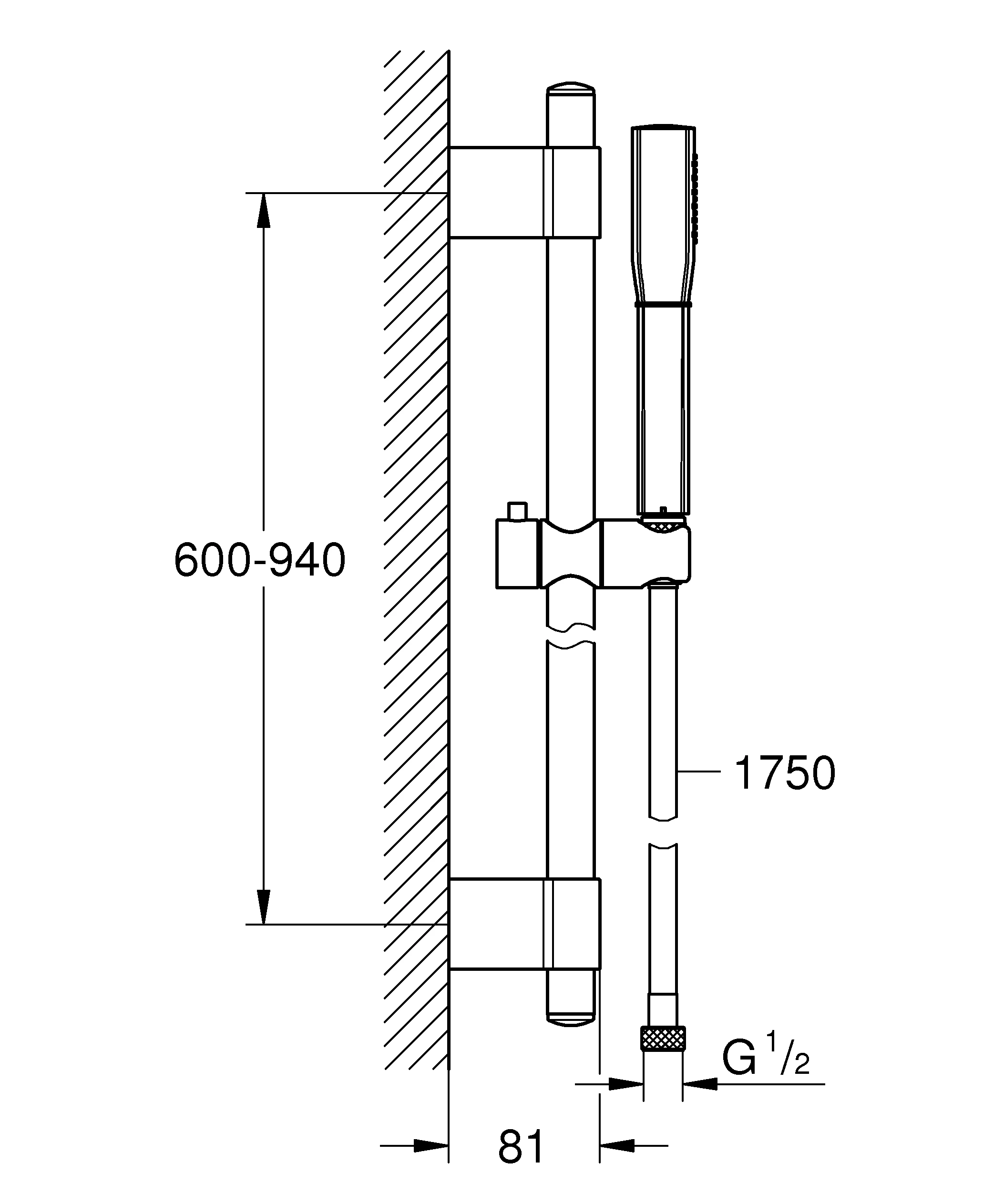 Brausestangenset Grandera Stick 26853, 900 mm, 1 Strahlart, chrom