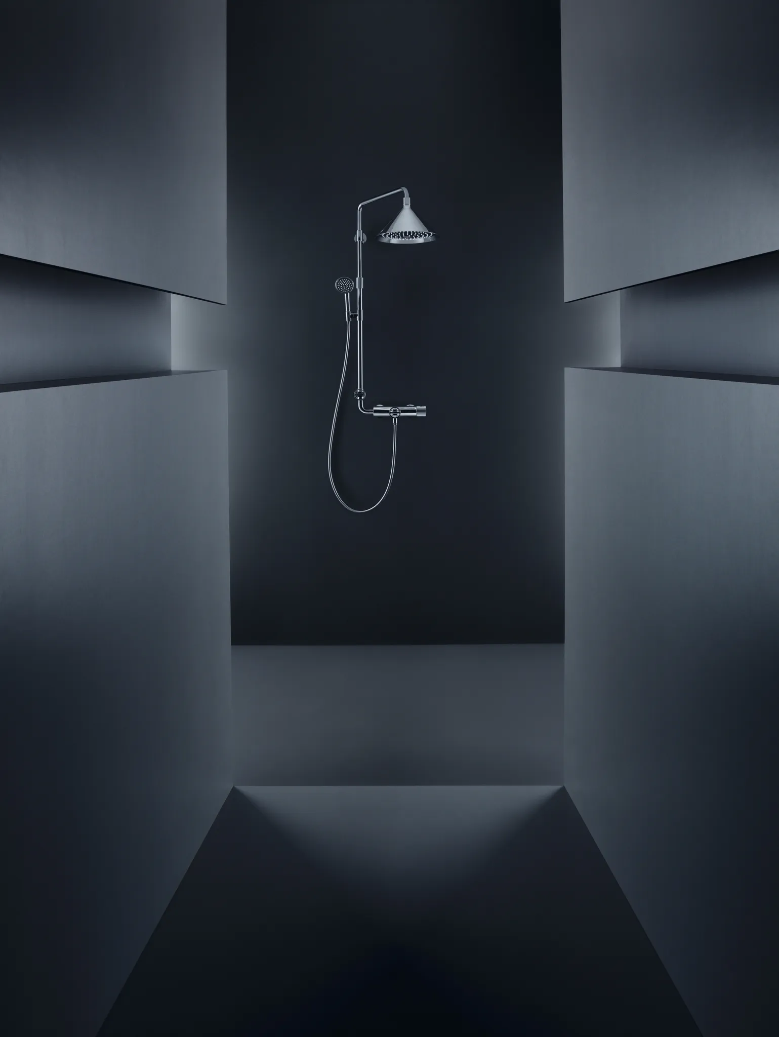 Hansgrohe AXOR Showers/Front Showerpipe mit Thermostat und Kopfbrause 240 2jet, Chrom Hansgrohe AXOR Showers/Front Showerpipe mit Thermostat und Kopfbrause 240 2jet, Chrom