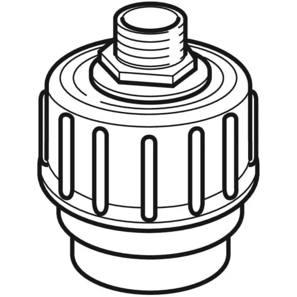 Übergangsstutzen mit Außengewinde und Verschraubung: d=50mm, G=3/4″