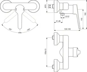 Ideal Standard Ceraplus Brausearmatur Aufputz DN 15 Chrom Ideal Standard Ceraplus Brausearmatur Aufputz DN 15 Chrom