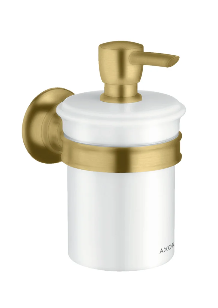 Hansgrohe AXOR Montreux Lotionspender Brushed Gold Optic, 300 ml, Wandmontage mit verdeckter Befestigung
