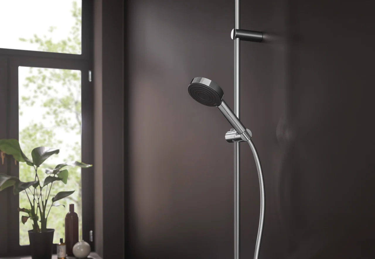 Hansgrohe Pulsify S Handbrause EcoSmart+ Chrom, 105 mm Brausekopfgröße, PowderRain Strahlart, QuickClean, max. Durchfluss 5,7 l/min bei 3 bar