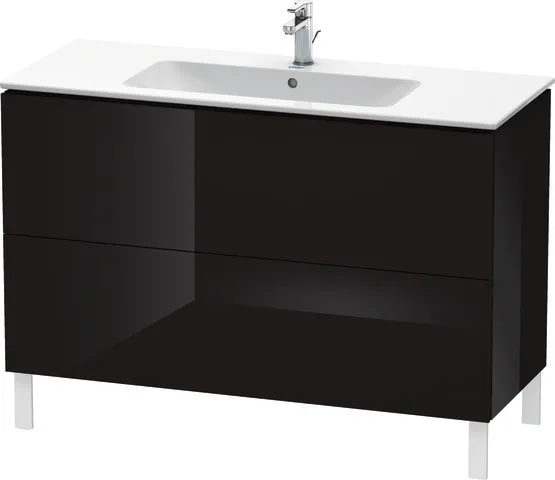 Duravit Waschtischunterschrank bodenstehend „L-Cube“ 122 × 70,4 × 48,1 cm Schwarz Hochglanz