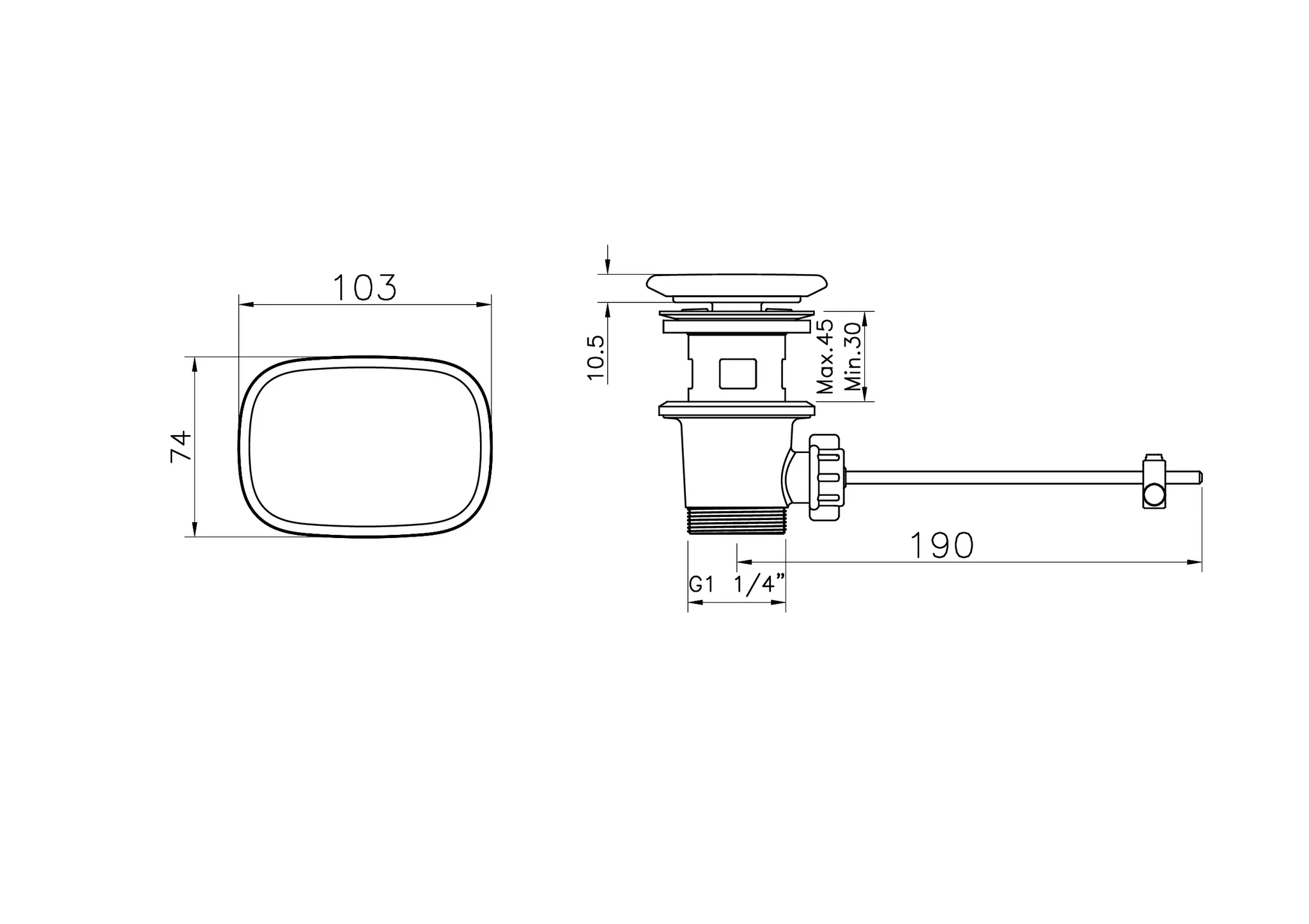 Pop-Up-Ventil mit rechteckigem Ventildeckel aus Keramik 10 x 7,5 cm Sandbeige Matt mit Oberflächenveredelung Clean