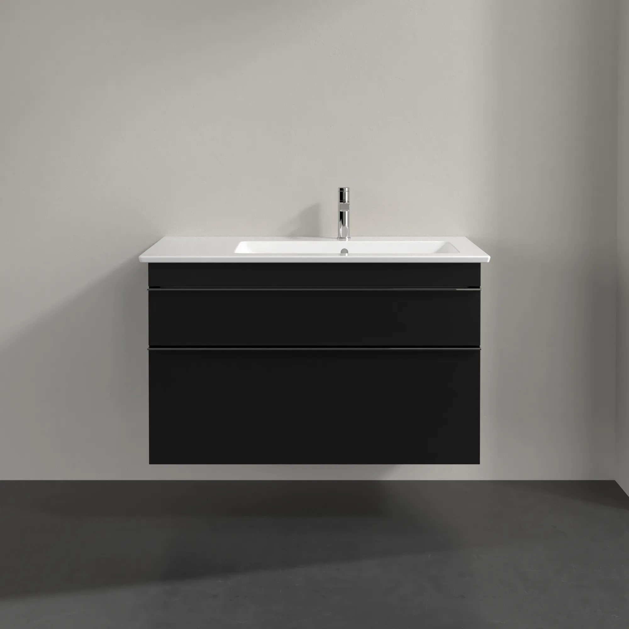 Villeroy & Boch Waschtischunterschrank „Venticello“ für Schrankwaschtisch 953 × 590 × 502 mm Volcano Black, für Becken rechts