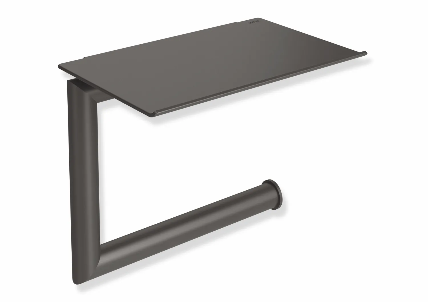 WC-Papierhalter mit Ablage, Edelstahl, pulverbeschichtet, Breite 137 mm, Höhe 110 mm, Durchmesser 15 mm, Ablage 135 mm breit, 92 mm tief, in Farbe DC (Schwarz tiefmatt) WC-Papierhalter mit Ablage, Edelstahl, pulverbeschichtet, Breite 137 mm, Höhe 110 mm, Durchmesser 15 mm, Ablage 135 mm breit, 92 mm tief, in Farbe DC (Schwarz tiefmatt)