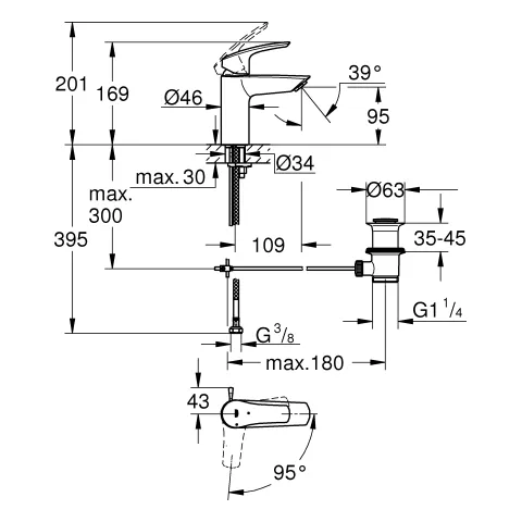 Grohe Eurosmart Einhand-Waschtischbatterie, S-Size, matt black Grohe Eurosmart Einhand-Waschtischbatterie, S-Size, matt black
