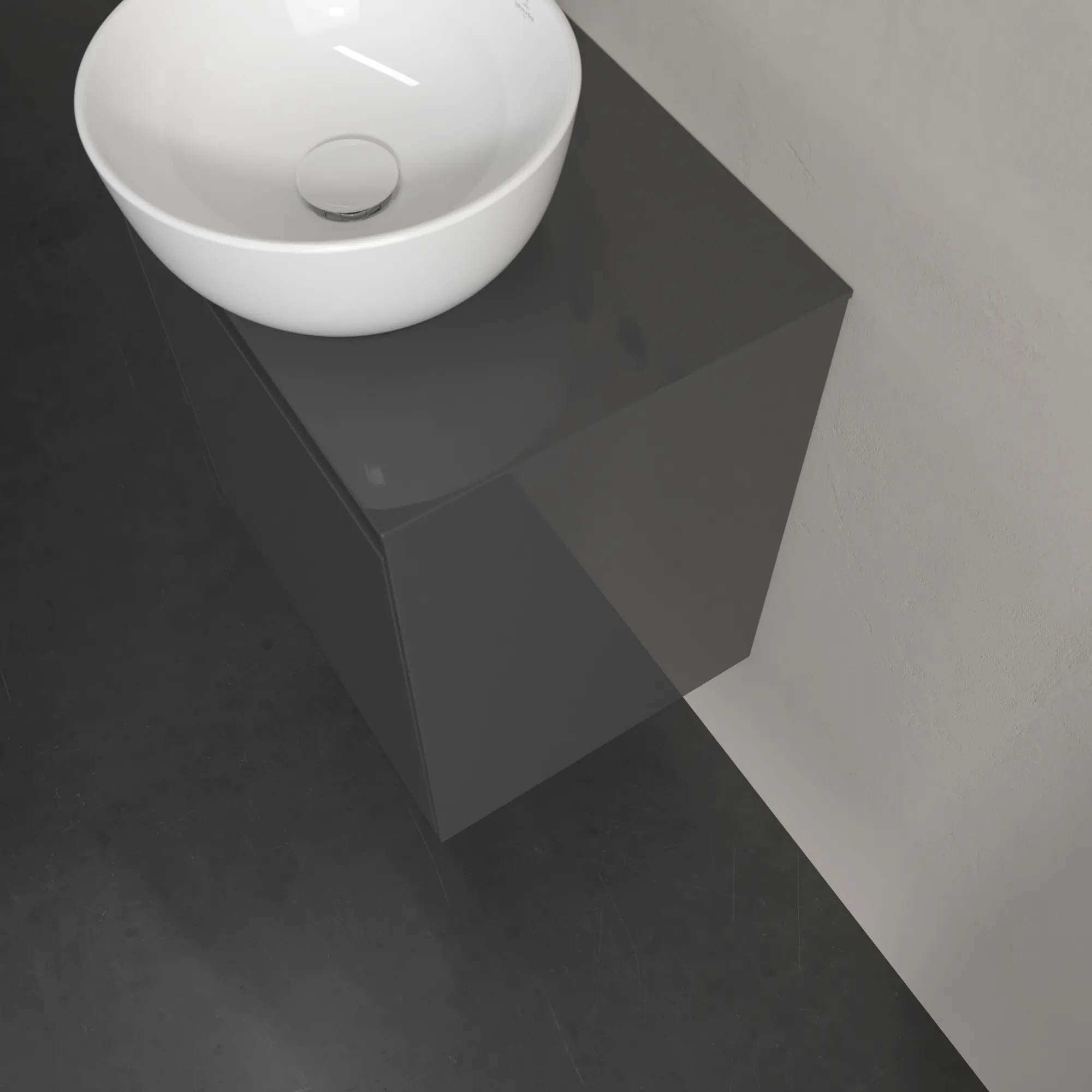 Villeroy & Boch Waschtischunterschrank „Collaro“ 500 × 548 × 380 mm Glossy Grey, für Becken mittig, Anschlag rechts, mit Beleuchtung Villeroy & Boch Waschtischunterschrank „Collaro“ 500 × 548 × 380 mm Glossy Grey, für Becken mittig, Anschlag rechts, mit Beleuchtung