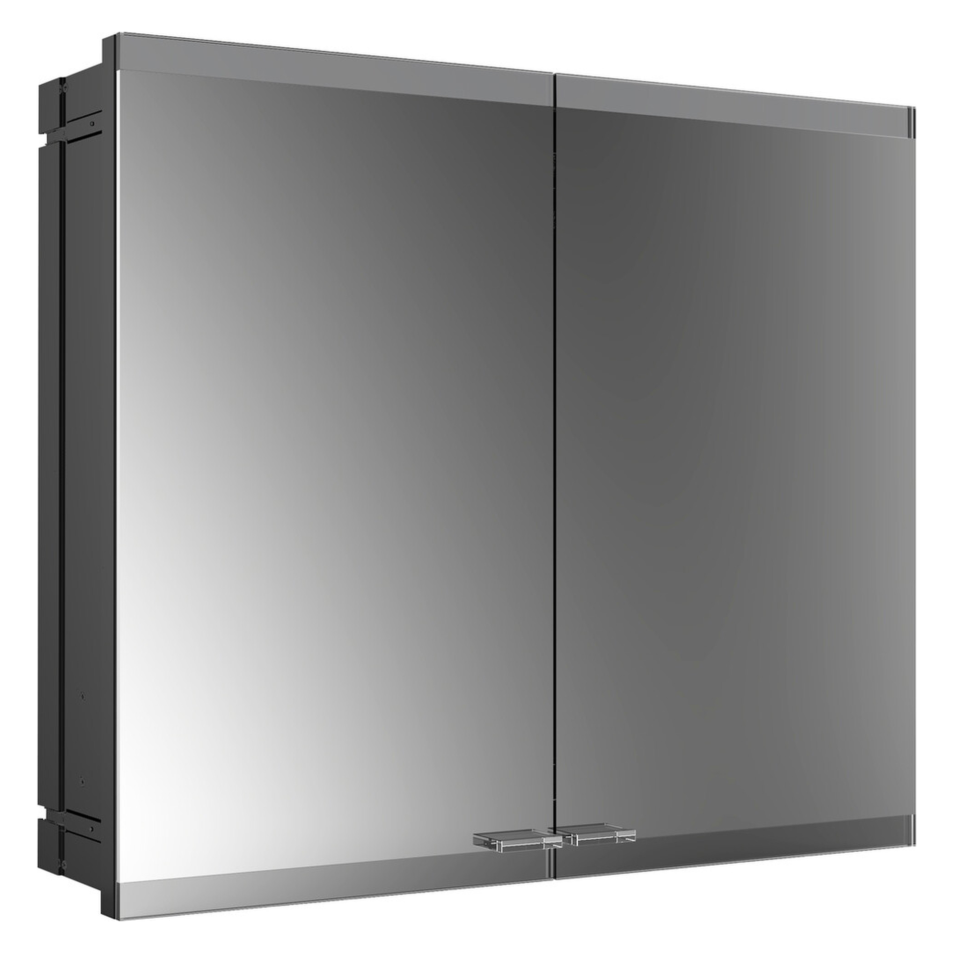 LED-Lichtspiegelschrank evo Unterputz, 800 mm, 2-türig, IP 20, schwarz mit light system