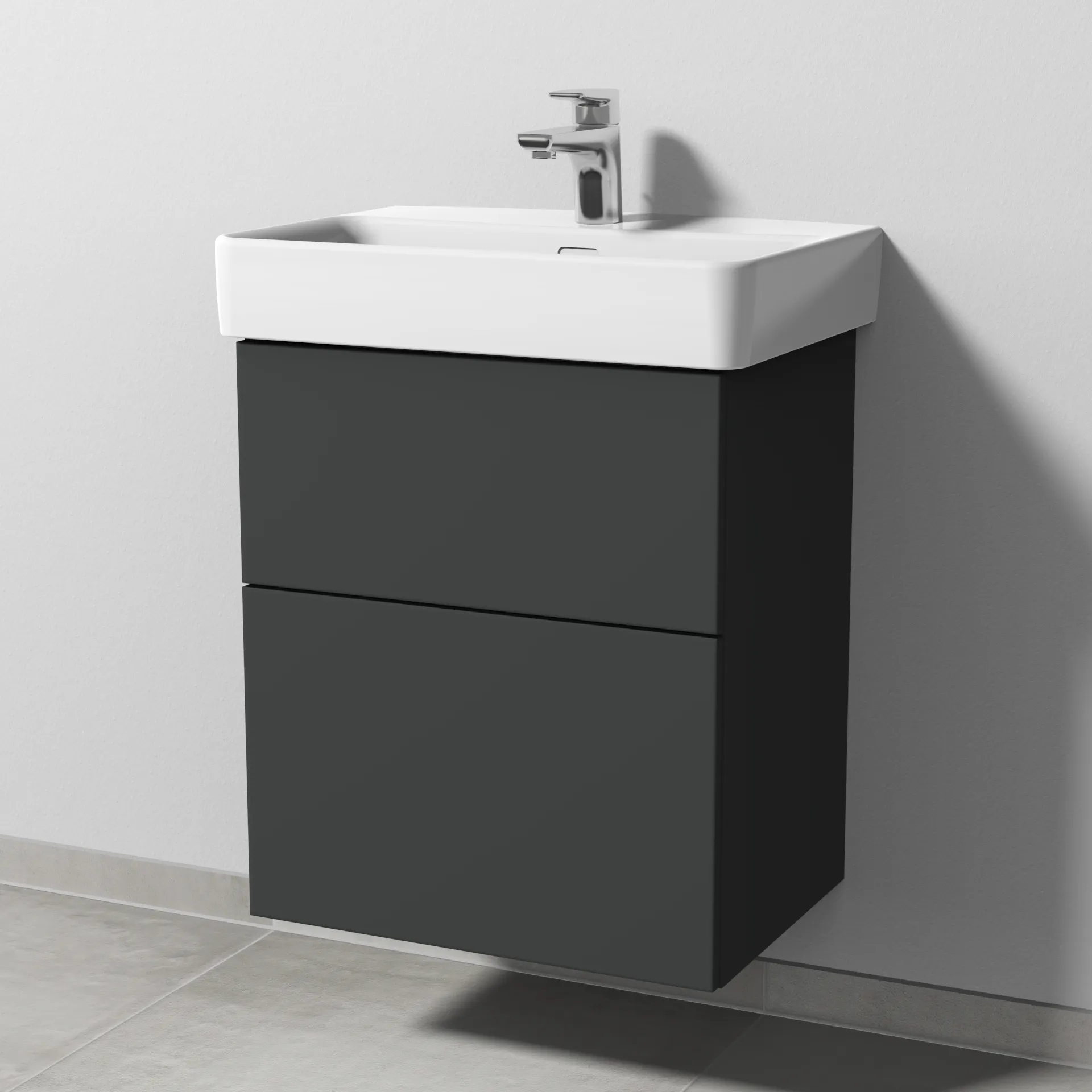 Sanipa Waschtischunterschrank „3way“ passend zu Keramik-Waschtische Pro S von 500 × 593 × 362 mm in Graphit (matt)