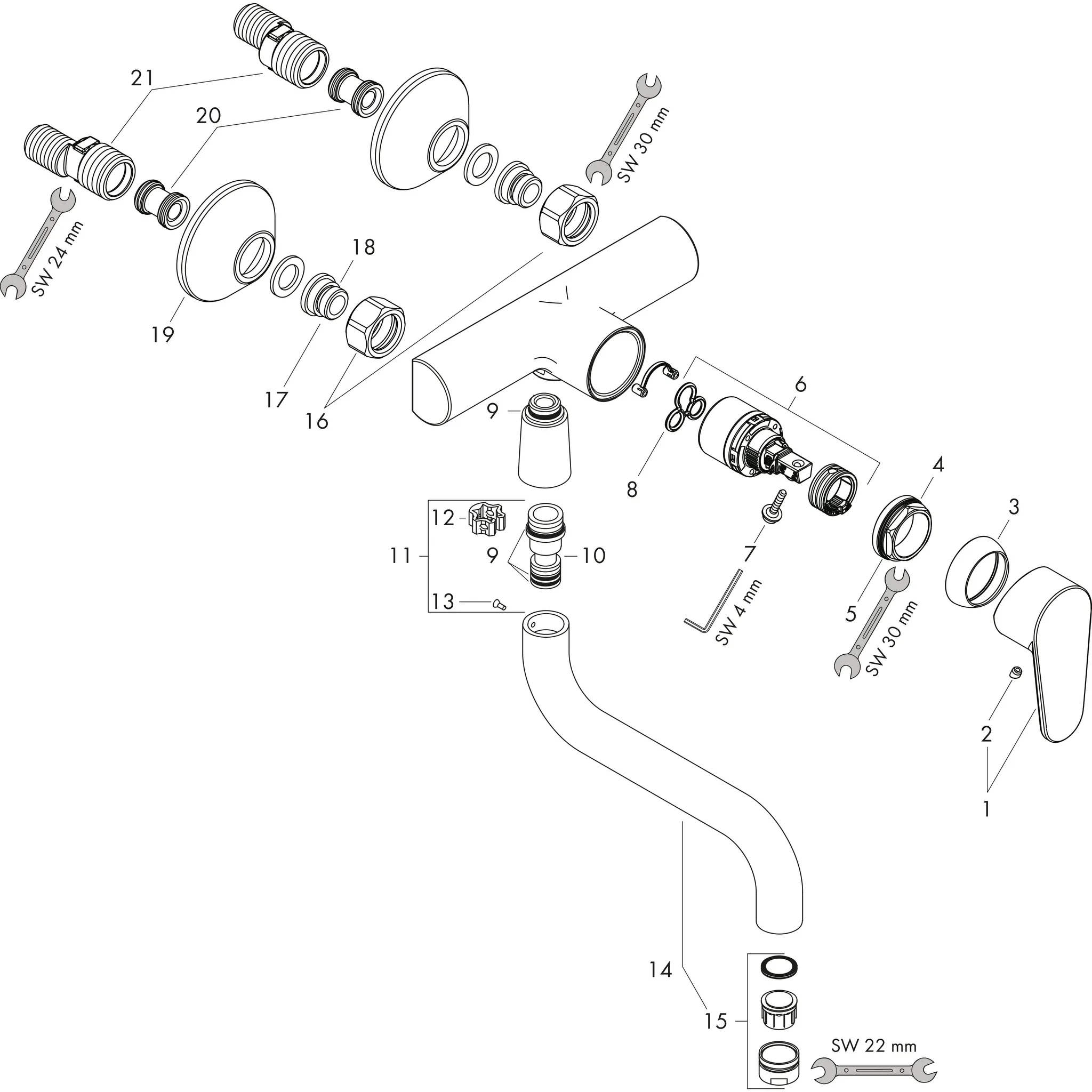 Hansgrohe Focus M41 Einhebel-Küchenmischer, Wandmontage Lowspout, 1jet, Chrom Hansgrohe Focus M41 Einhebel-Küchenmischer, Wandmontage Lowspout, 1jet, Chrom