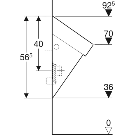 Urinal „Flow“, Zulauf von oben, Befestigung verdeckt, ohne Zielobjekt 36 × 56,5 × 33 cm 