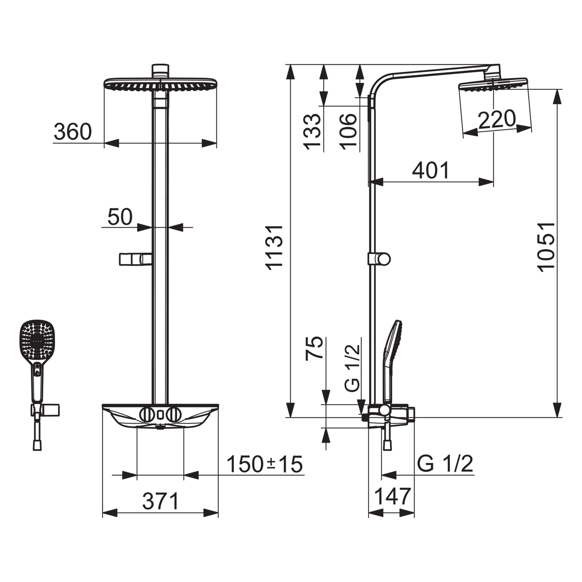 HA Regenbrause-Duscharmatur HANSAEMOTION Wellfit 5865 3-strahlig 6 V DN15