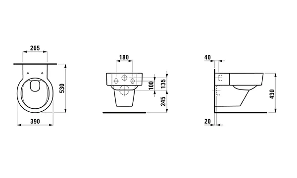 Laufen VAL Wand-WC Tiefspül 530x390 spülrandlos weiß Laufen VAL Wand-WC Tiefspül 530x390 spülrandlos weiß