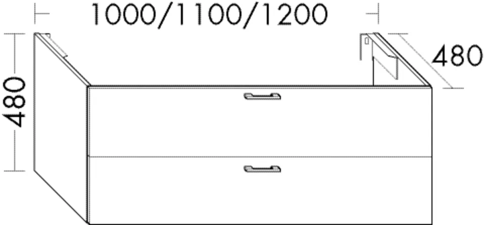 Waschtischunterschrank Sys30 von burgbad – 1.000 mm breit, 480 mm tief und hoch, mit Siphonausschnitt, 1 Schublade oben und 1 Auszug unten Waschtischunterschrank Sys30 von burgbad – 1.000 mm breit, 480 mm tief und hoch, mit Siphonausschnitt, 1 Schublade oben und 1 Auszug unten