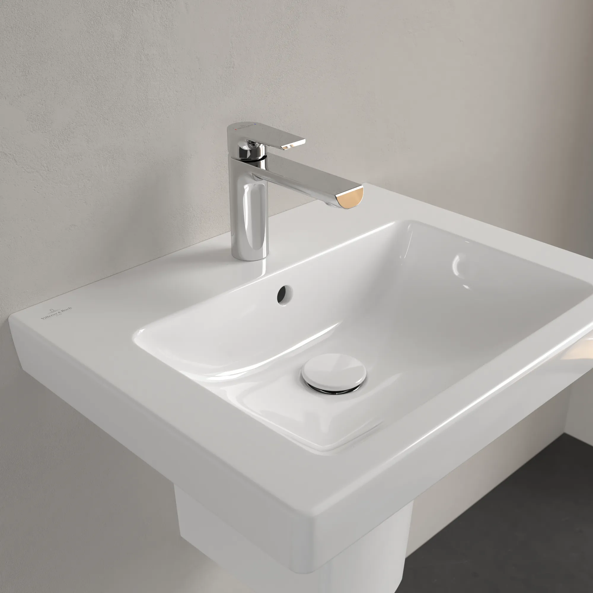 Villeroy & Boch Wandwaschtisch „Subway 2.0“ 550 × 440 × 150 mm, mit Hahnlochbohrung, Hahnlochposition mittig, mit Hahnlochbank in Weiß Alpin Villeroy & Boch Wandwaschtisch „Subway 2.0“ 550 × 440 × 150 mm, mit Hahnlochbohrung, Hahnlochposition mittig, mit Hahnlochbank in Weiß Alpin