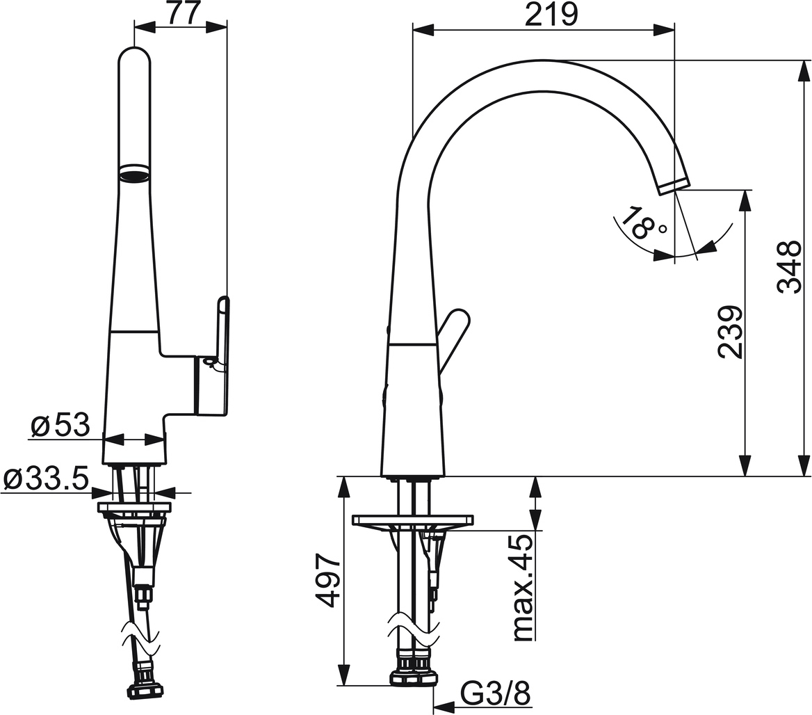 HA Einhebelmischer Küchenarmatur HANSADESIGNO Style 5101 Ausladung 200 mm DN15 Chrom