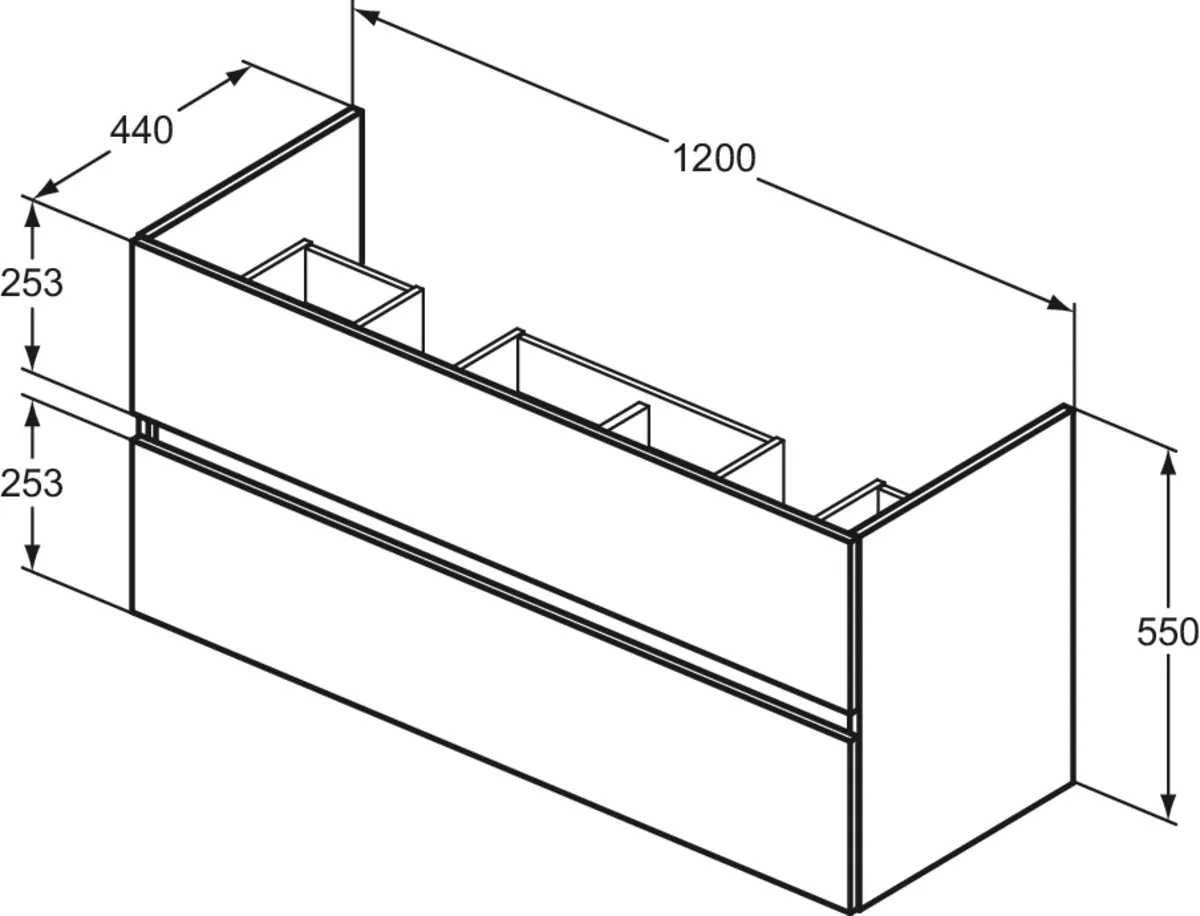 Ideal Standard Waschtischunterschrank „Eurovit+“ 120 × 55 × 44 cm Hochglanz grau lackiert Ideal Standard Waschtischunterschrank „Eurovit+“ 120 × 55 × 44 cm Hochglanz grau lackiert