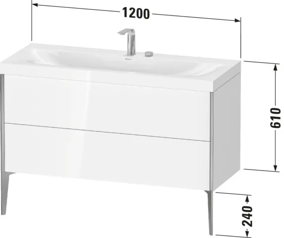 Duravit Waschtischunterschrank bodenstehend „XViu“ 120 × 61 × 48 cm in Amerikanischer Nussbaum