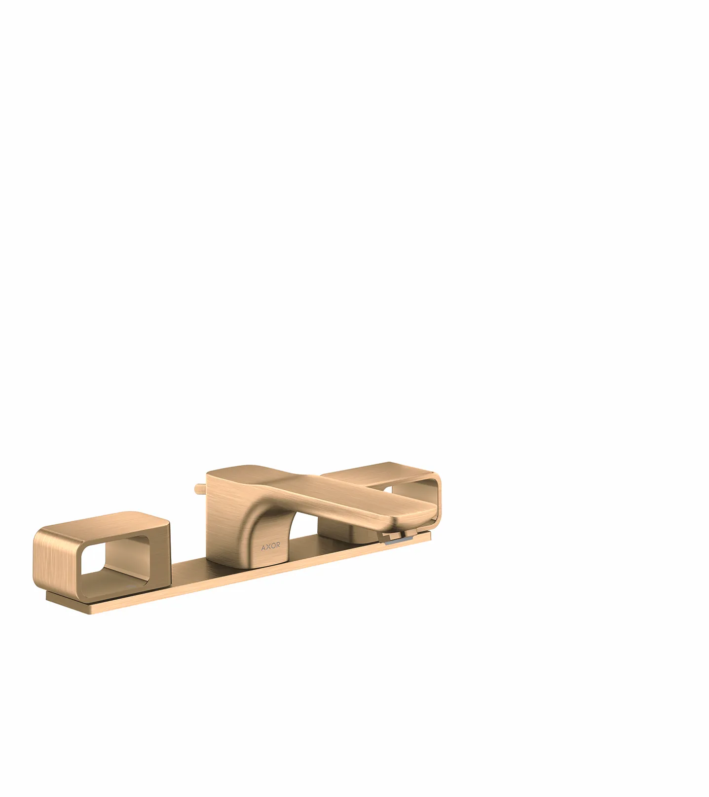 Hansgrohe AXOR Urquiola 3-Loch Waschtischarmatur 50 mit Platte und Zugstangen-Ablaufgarnitur, Brushed Bronze