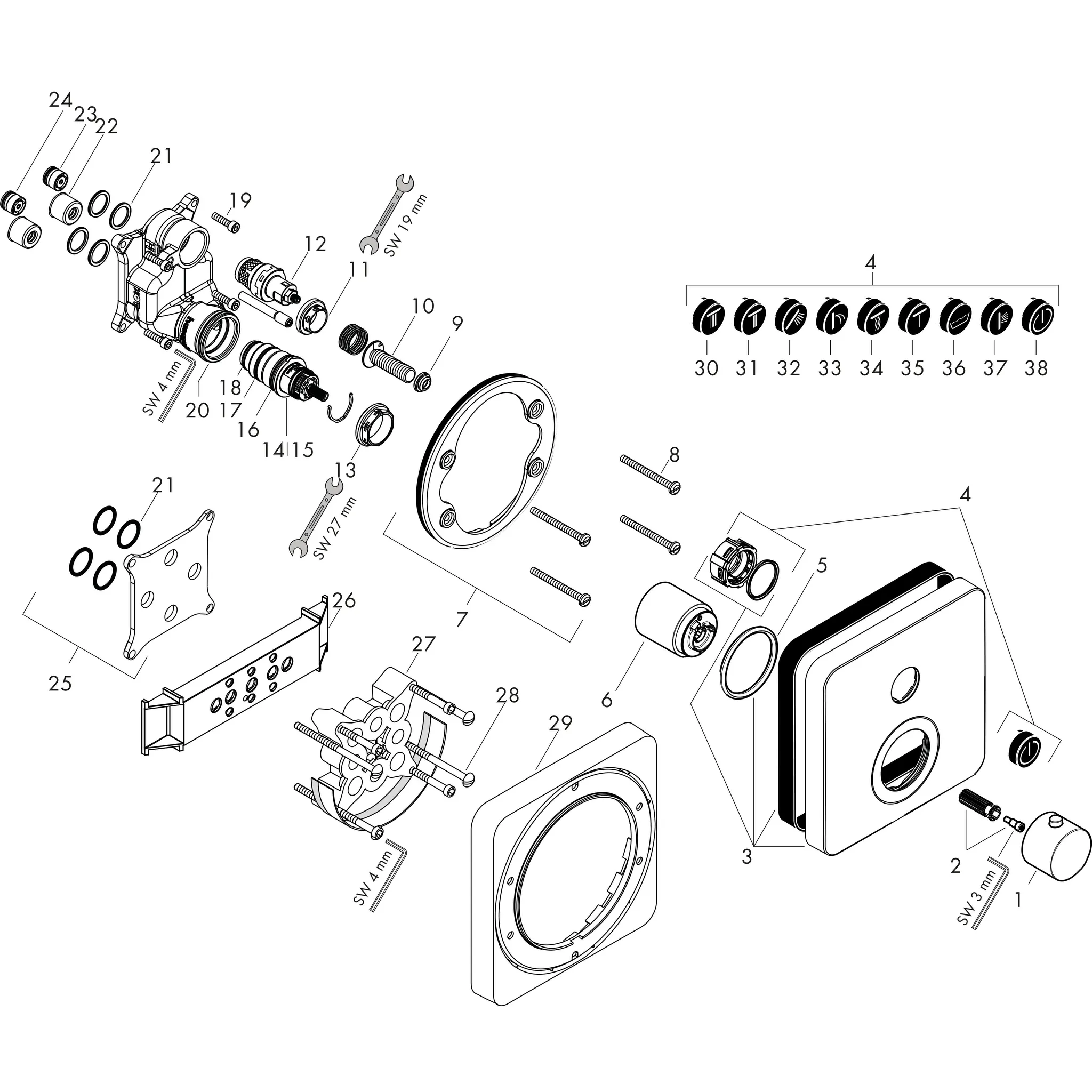 Thermostat UP Axor ShowerSelect Fertigset 1 Verbraucher chrom Thermostat UP Axor ShowerSelect Fertigset 1 Verbraucher chrom