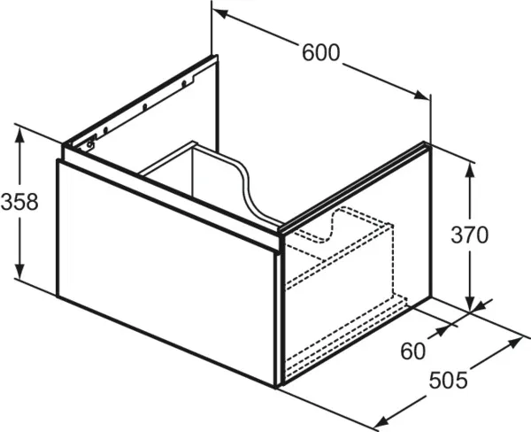 Ideal Standard Waschtischunterschrank „Finesse“ 60 × 37 × 50,5 cm Eiche weiß
