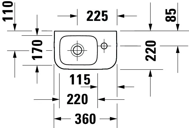 Wandwaschtisch „No.1“, ohne Überlauf, Hahnlochposition mittig Wandwaschtisch „No.1“, ohne Überlauf, Hahnlochposition mittig