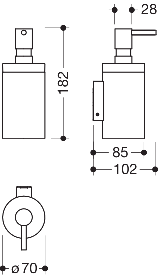 HEWI Seifenspender „System 162“ 10,2 × 18,2 × ⌀ 7 cm