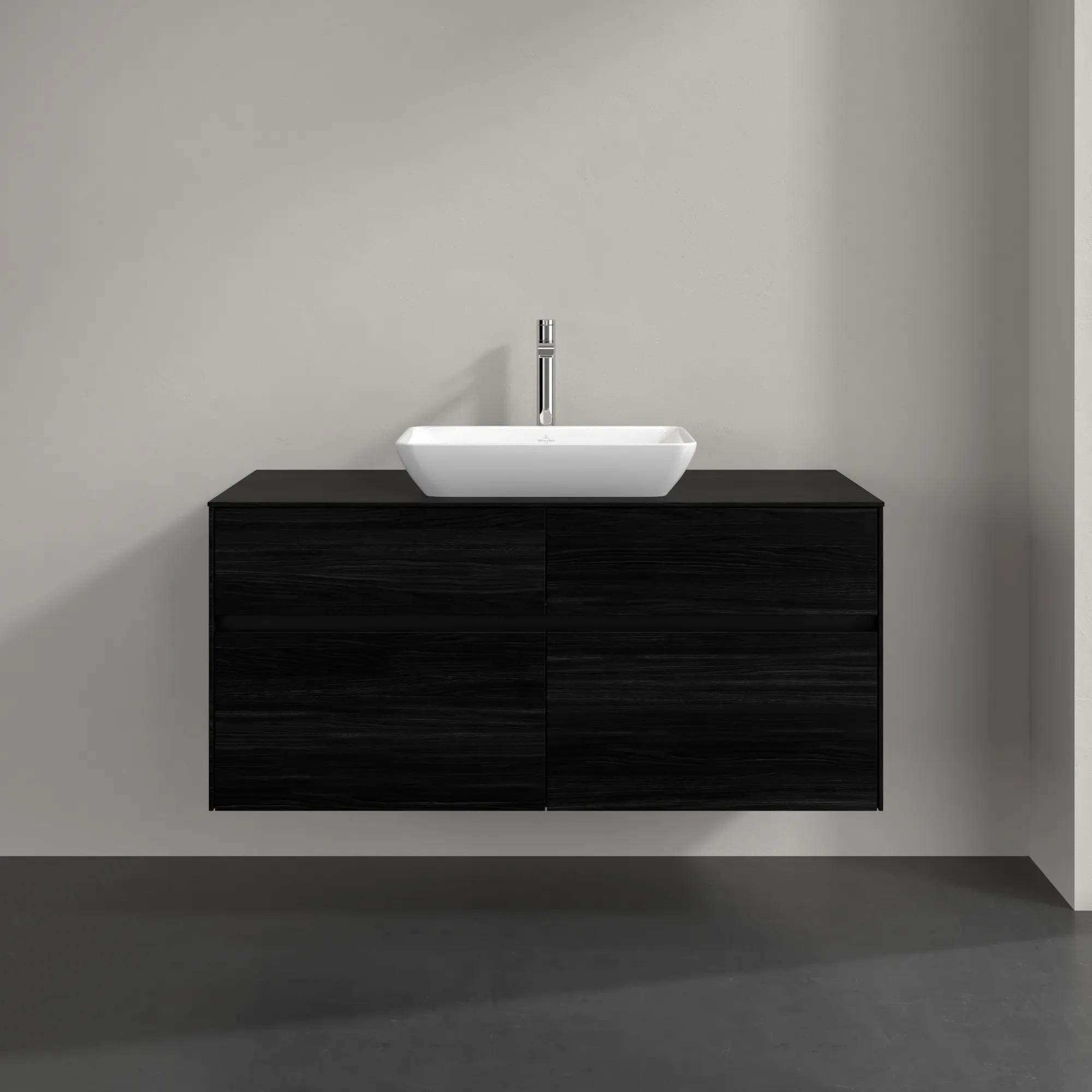 Villeroy & Boch Waschtischunterschrank „Collaro“ 1200 × 548 × 500 mm Black Oak, ohne Beleuchtung, für Becken mittig Villeroy & Boch Waschtischunterschrank „Collaro“ 1200 × 548 × 500 mm Black Oak, ohne Beleuchtung, für Becken mittig