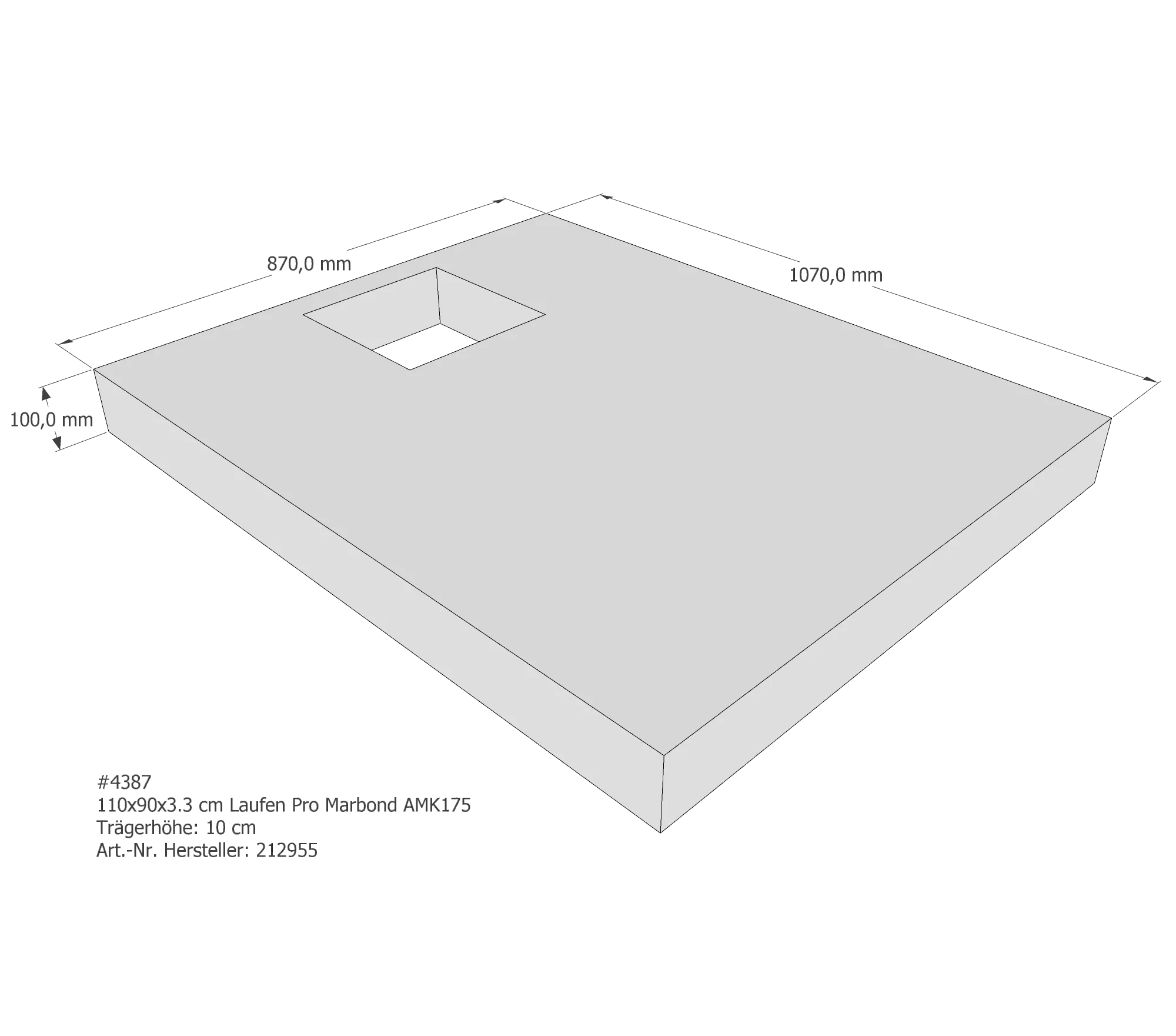 Duschwannenträger für Laufen Pro 110 × 90 × 3,3 cm