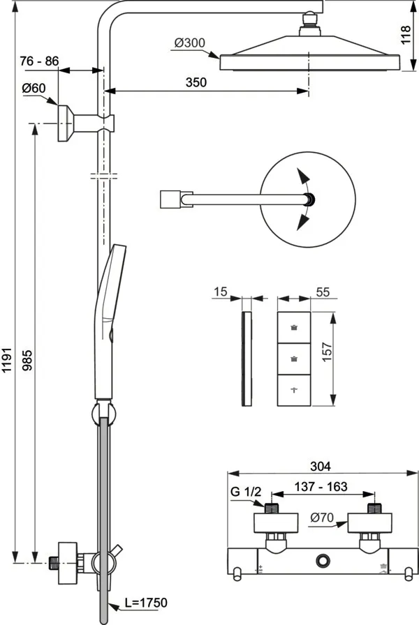 Ideal Standard Duschsystem „CerathermT125+“