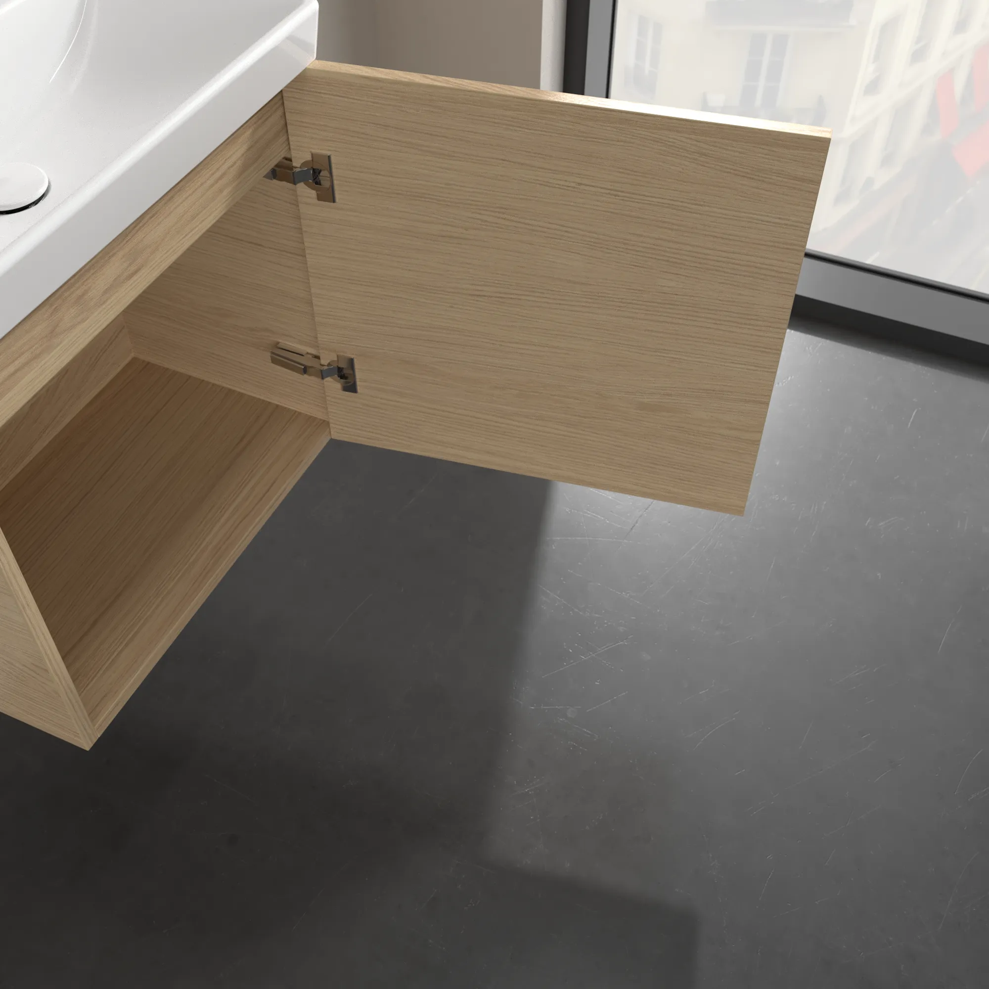 Villeroy & Boch Waschtischunterschrank mit Tür „Avento“ für Schrankwaschtisch 530 × 514 × 352 mm Nordic Oak, Anschlag rechts, Soft Closing, 1 Tür