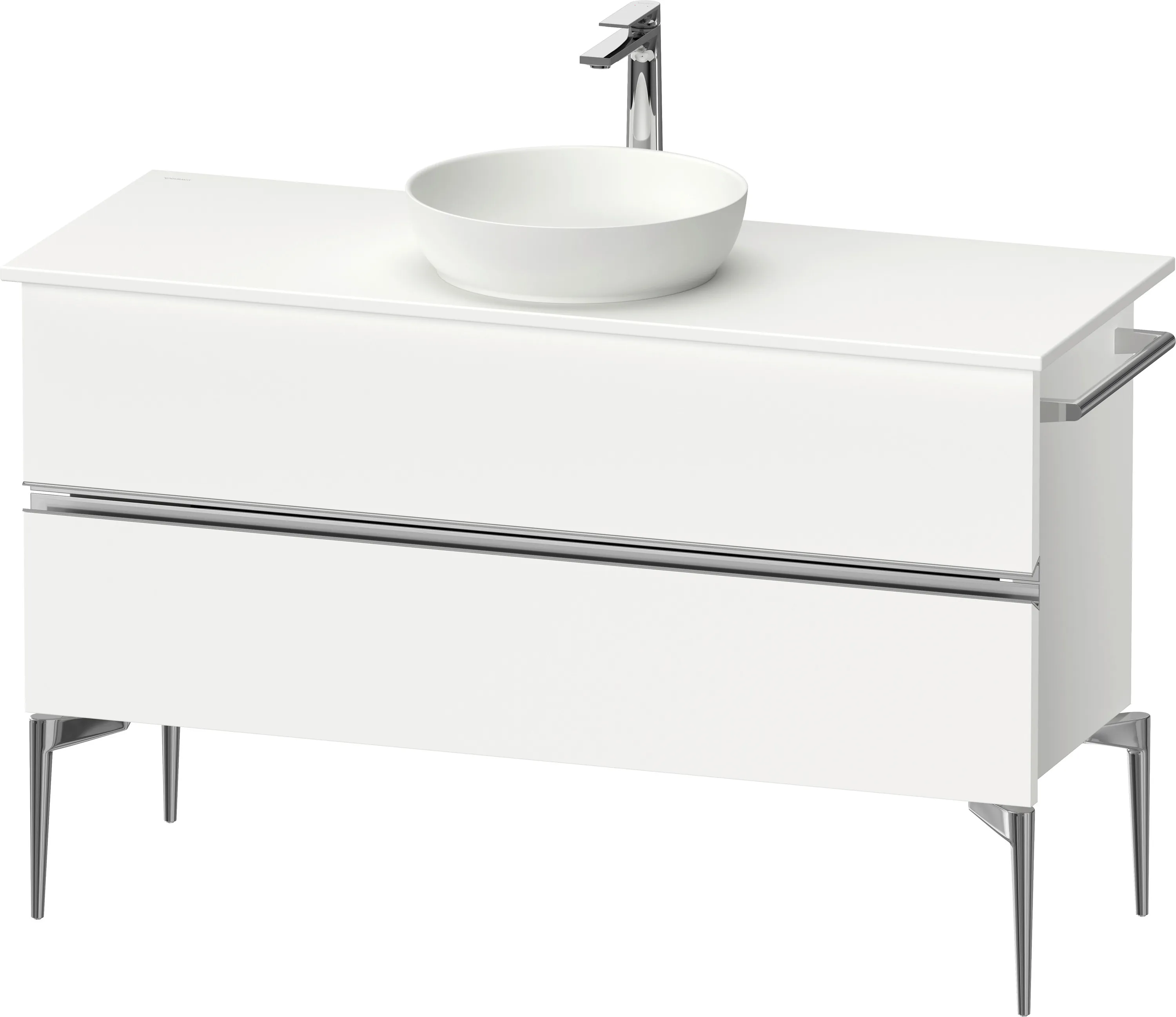 Duravit Waschtischunterschrank „Sivida“ 124,5 × 54,8 × 47,5 cm Weiß Matt Front- & Korpusfarbe: Weiß Matt / Grifffarbe: Chrom / Größe: 124,5 × 47,5 × 54,8 cm Duravit Waschtischunterschrank „Sivida“ 124,5 × 54,8 × 47,5 cm Weiß Matt Front- & Korpusfarbe: Weiß Matt / Grifffarbe: Chrom / Größe: 124,5 × 47,5 × 54,8 cm