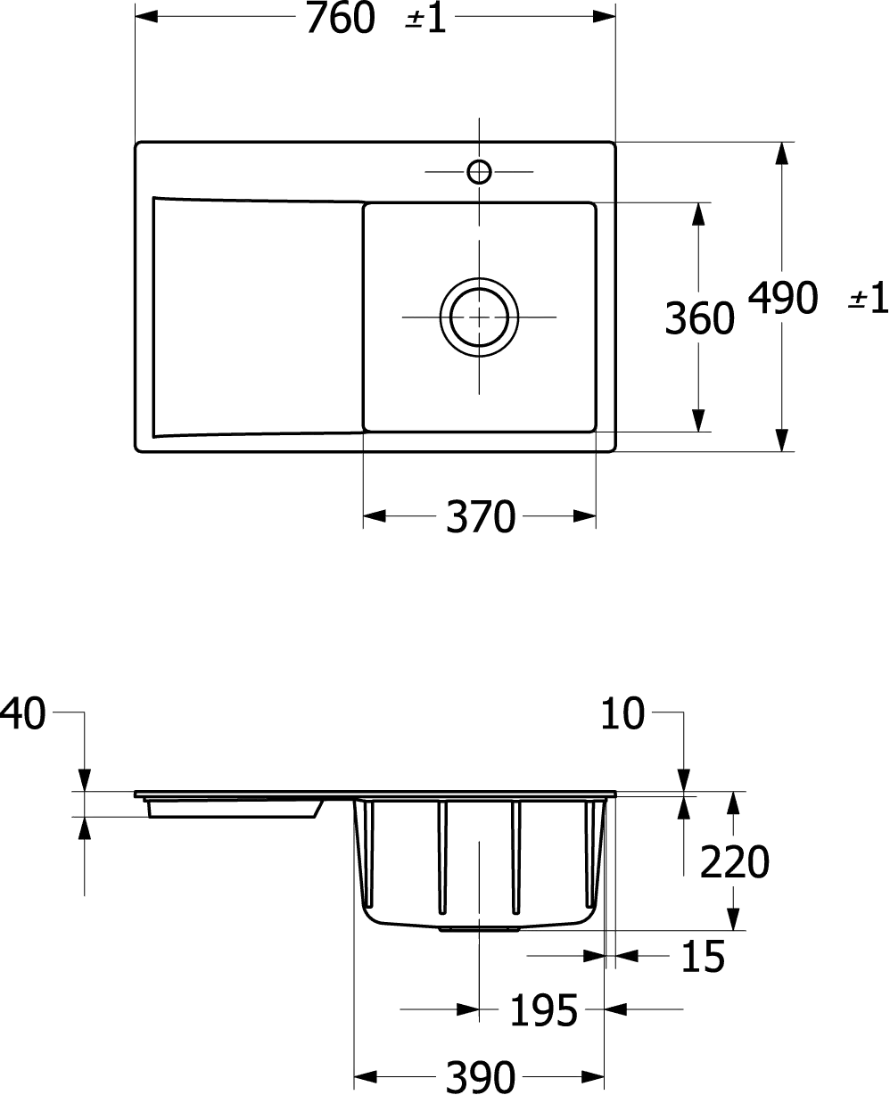 Villeroy & Boch flächenbündiges Küchenspülbecken „Subway Style“ 45 flat 780 × 510 × 220 mm, für Becken rechts in Pure Black Villeroy & Boch flächenbündiges Küchenspülbecken „Subway Style“ 45 flat 780 × 510 × 220 mm, für Becken rechts in Pure Black