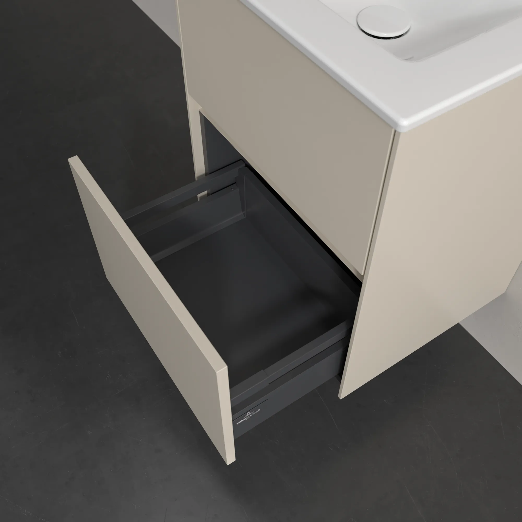 Villeroy & Boch Waschbeckenunterschrank Collaro C14100, Cashmere Grey, 472x610x404mm, Eckig, mit SoftClosing, Wandmontage