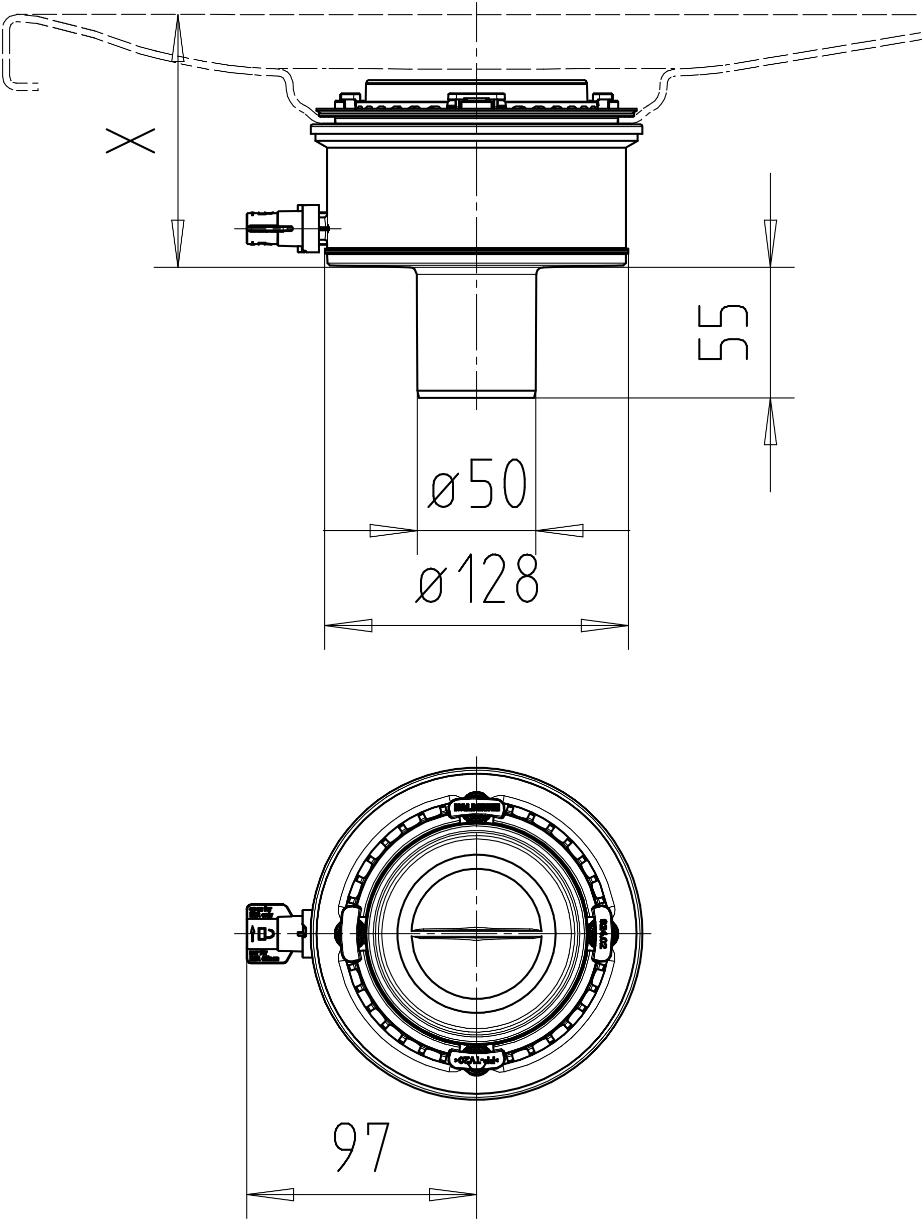 Kaldewei Ablaufgarnitur mit Haarfangsieb Modell 4108 „KA 120“ 10,49 cm 
